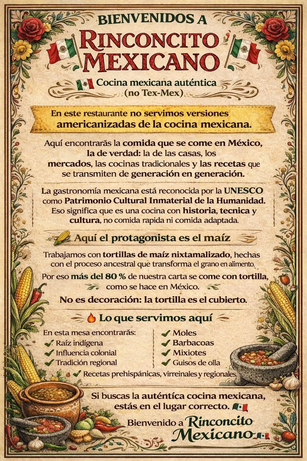 Bienvenidos a Rinconcito Mexicano - cocina mexicana auténtica